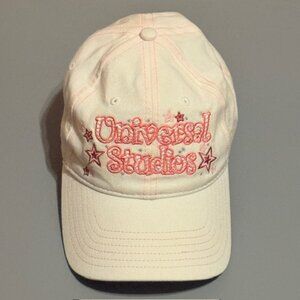 Universal Studios Girls Hat Pink Stars Strapback Adjustable Women White Cap